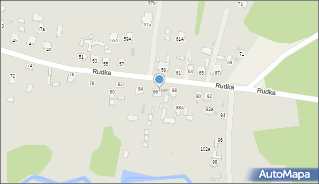 Zwierzyniec, Rudka, 86A, mapa Zwierzyniec