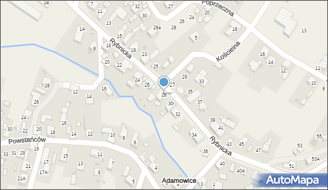 Adamowice, Rybnicka, 28, mapa Adamowice