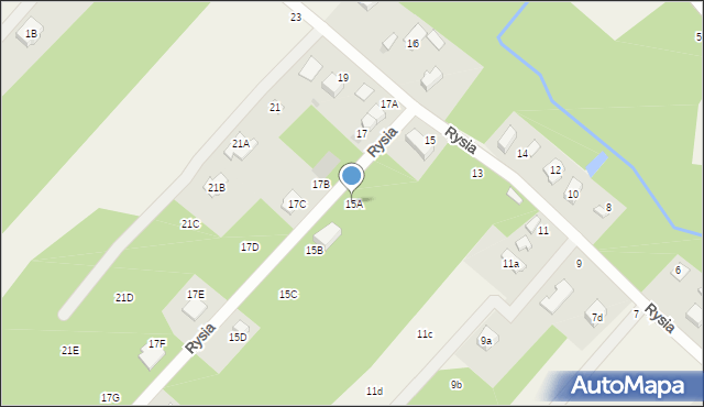 Adamowizna, Rysia, 15A, mapa Adamowizna