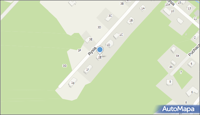 Adamowizna, Rysia, 1E, mapa Adamowizna