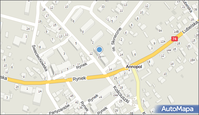 Annopol, Rynek, 13, mapa Annopol