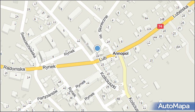 Annopol, Rynek, 14, mapa Annopol