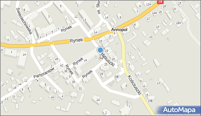 Annopol, Rynek, 24a, mapa Annopol