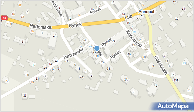Annopol, Rynek, 38, mapa Annopol