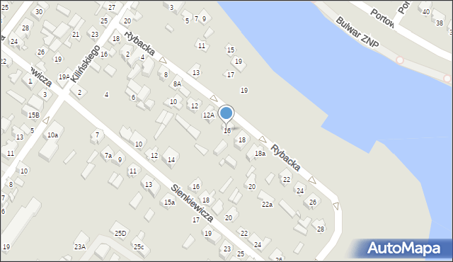 Augustów, Rybacka, 16, mapa Augustów