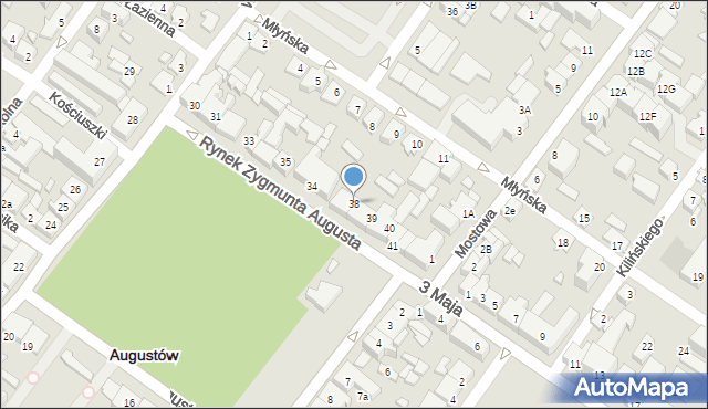 Augustów, Rynek Zygmunta Augusta, 38, mapa Augustów