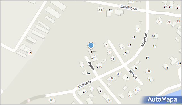 Augustów, Rysia, 3, mapa Augustów