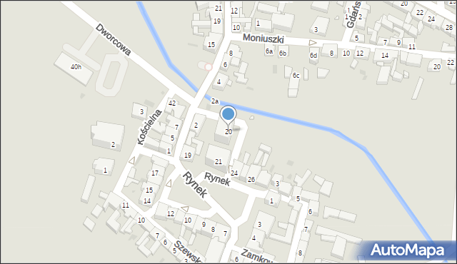 Babimost, Rynek, 20, mapa Babimost