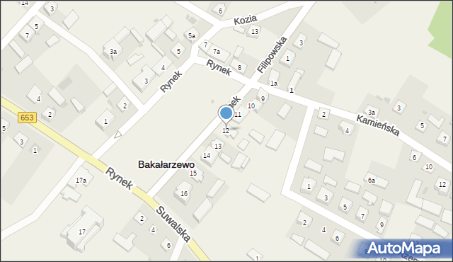 Bakałarzewo, Rynek, 12, mapa Bakałarzewo