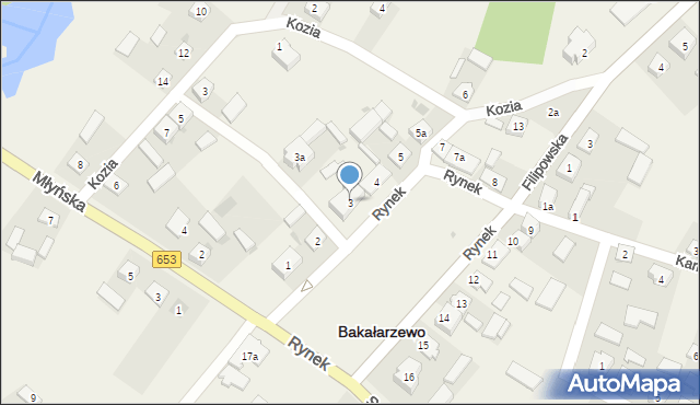 Bakałarzewo, Rynek, 3, mapa Bakałarzewo