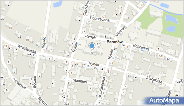 Baranów, Rynek, 20, mapa Baranów