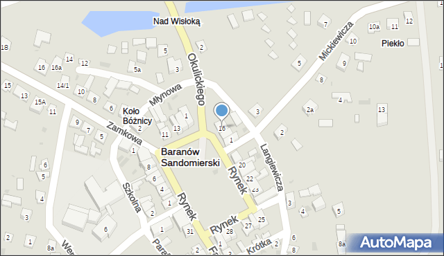 Baranów Sandomierski, Rynek, 16, mapa Baranów Sandomierski