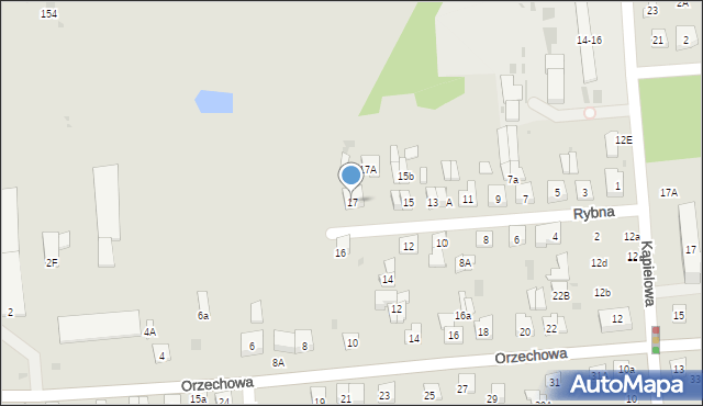 Biała Podlaska, Rybna, 17, mapa Białej Podlaskiej