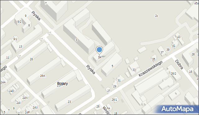 Białystok, Ryska, 3A, mapa Białegostoku