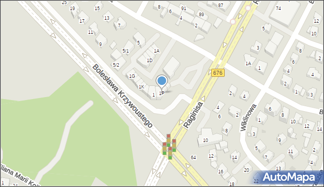Białystok, Rycerska, 1P, mapa Białegostoku