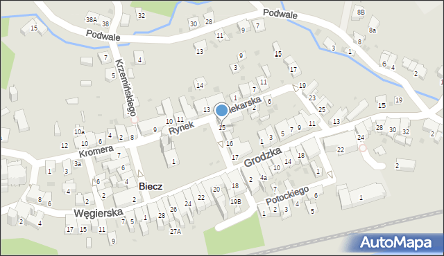 Biecz, Rynek, 15, mapa Biecz