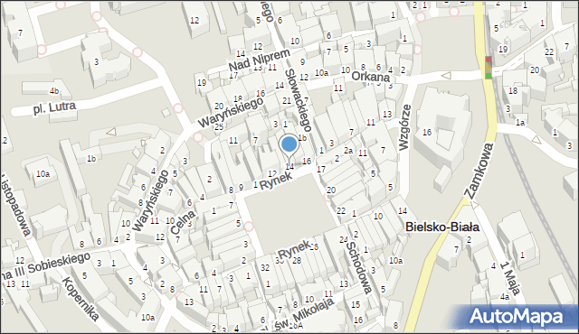 Bielsko-Biała, Rynek, 14, mapa Bielsko-Białej