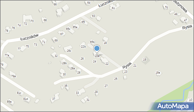 Bielsko-Biała, Rysia, 22a, mapa Bielsko-Białej