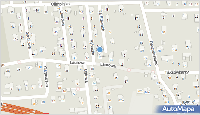 Bielsko-Biała, Rybacka, 11, mapa Bielsko-Białej