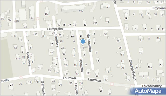 Bielsko-Biała, Rybacka, 5, mapa Bielsko-Białej