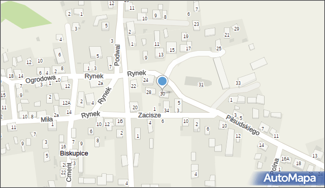 Biskupice, Rynek, 30, mapa Biskupice