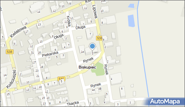 Biskupiec, Rynek, 1, mapa Biskupiec