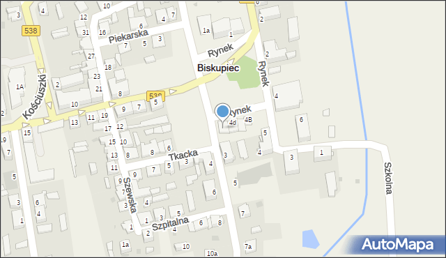 Biskupiec, Rynek, 4e, mapa Biskupiec
