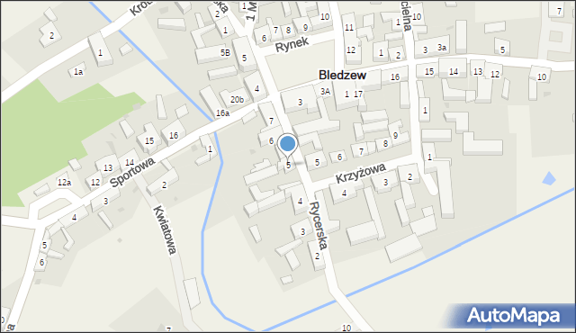 Bledzew, Rycerska, 5, mapa Bledzew