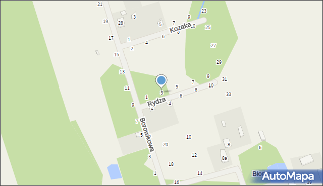 Błonie, Rydza, 3, mapa Błonie