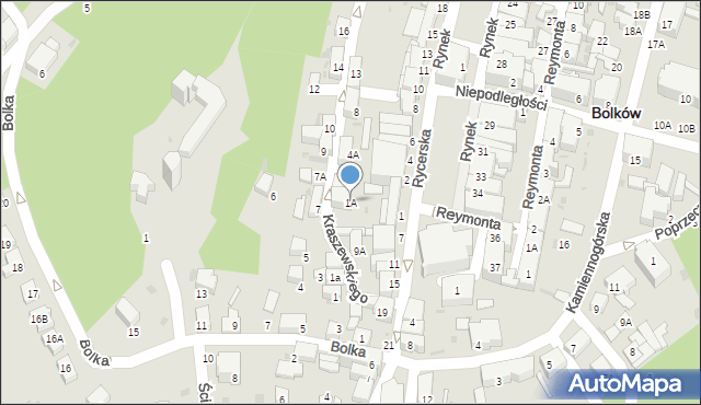 Bolków, Rycerska, 1A, mapa Bolków