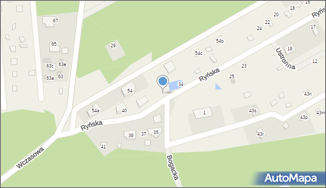 Borki, Ryńska, 36, mapa Borki