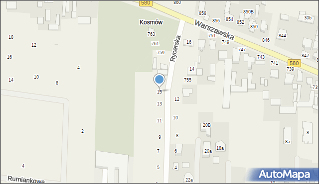 Borzęcin Duży, Rycerska, 15, mapa Borzęcin Duży