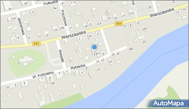 Brok, Rybacka, 1, mapa Brok