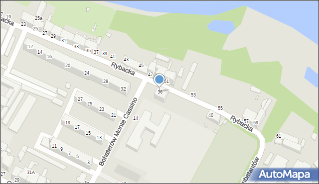 Brzeg, Rybacka, 36, mapa Brzeg