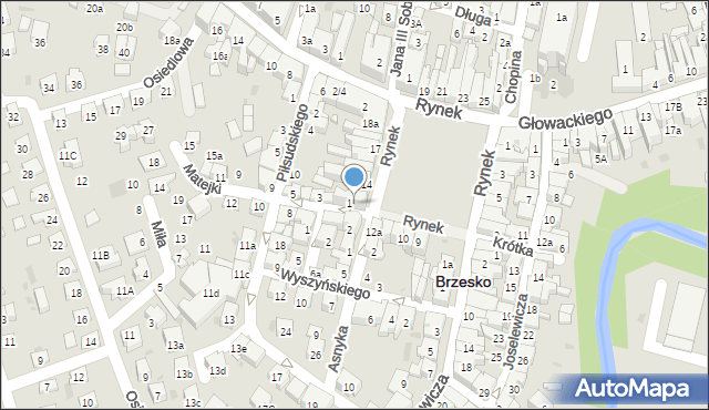 Brzesko, Rynek, 13a, mapa Brzesko