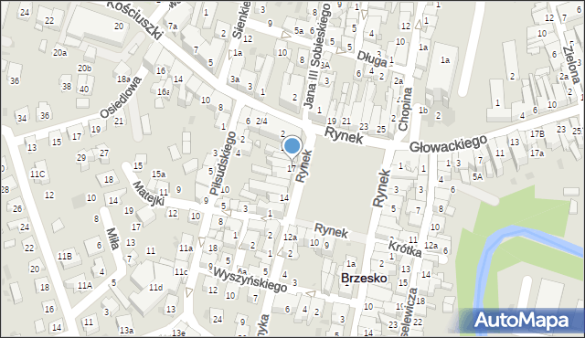 Brzesko, Rynek, 17, mapa Brzesko