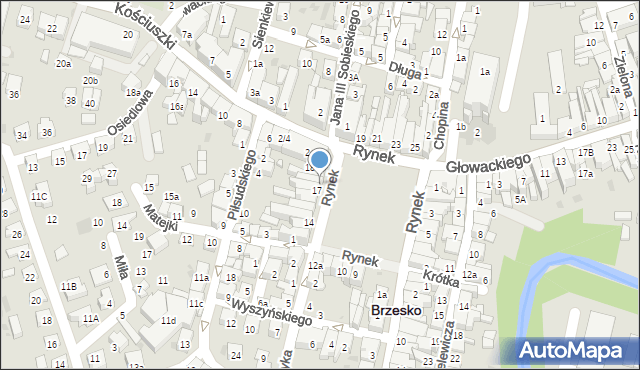Brzesko, Rynek, 18, mapa Brzesko