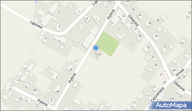 Brzeźce, Rybna, 1, mapa Brzeźce