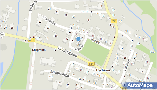 Bychawa, Rynek, 18, mapa Bychawa