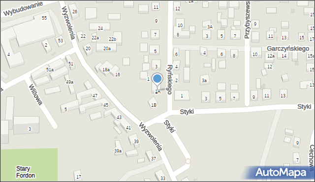 Bydgoszcz, Ryńskiego Mikołaja, 1A, mapa Bydgoszczy