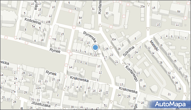 Bytom, Rycerska, 11, mapa Bytomia