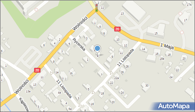 Bytów, Rycerska, 4, mapa Bytów