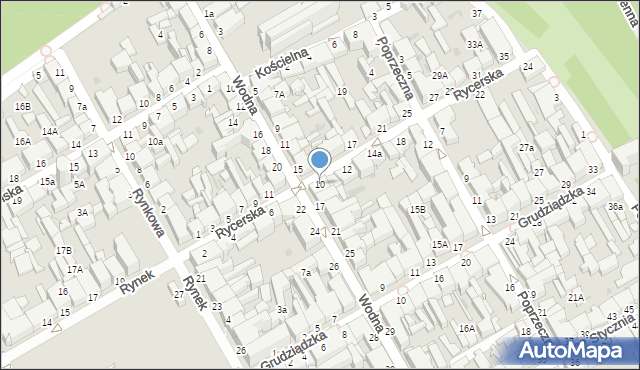 Chełmno, Rycerska, 10, mapa Chełmno