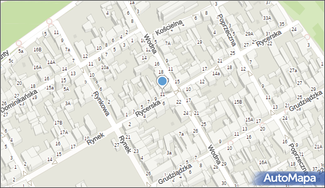 Chełmno, Rycerska, 11, mapa Chełmno