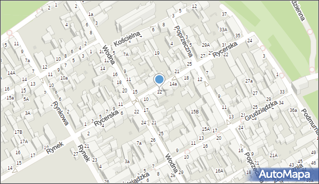 Chełmno, Rycerska, 12, mapa Chełmno