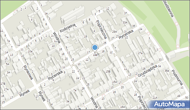 Chełmno, Rycerska, 14a, mapa Chełmno