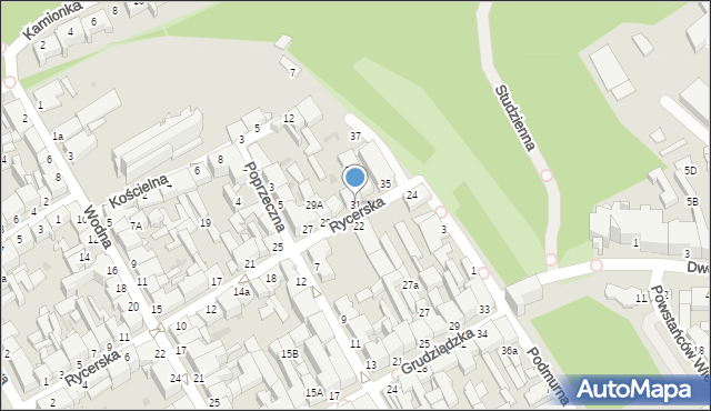 Chełmno, Rycerska, 31, mapa Chełmno