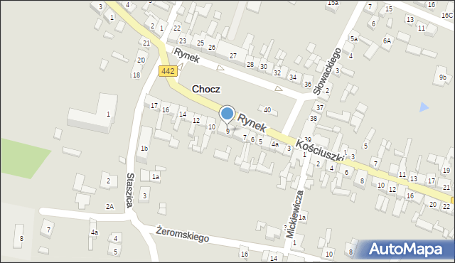 Chocz, Rynek, 9, mapa Chocz