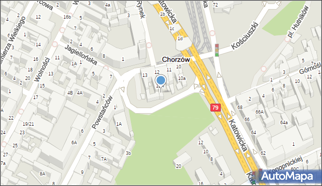 Chorzów, Rynek, 12B, mapa Chorzów