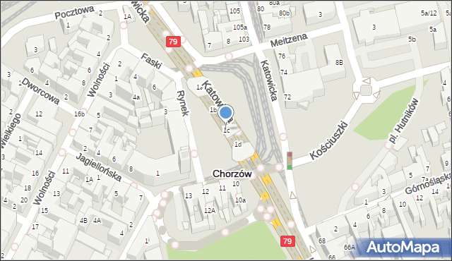 Chorzów, Rynek, 1c, mapa Chorzów